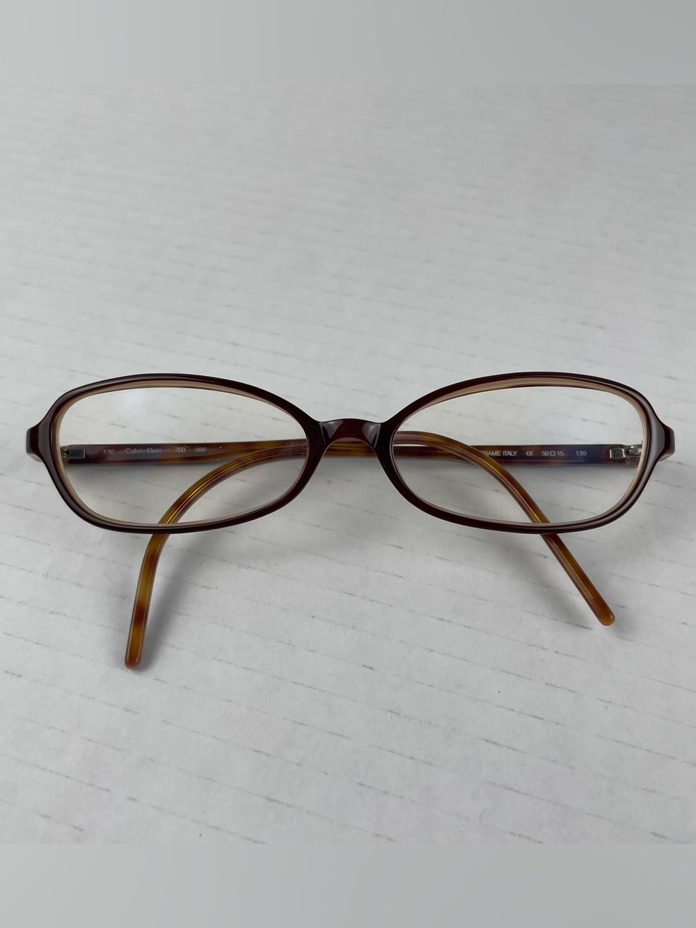 Calvin Klein Eyeglasses Frames Italy 760 066 50[]15 Bifocal Brown Oval Full Rim